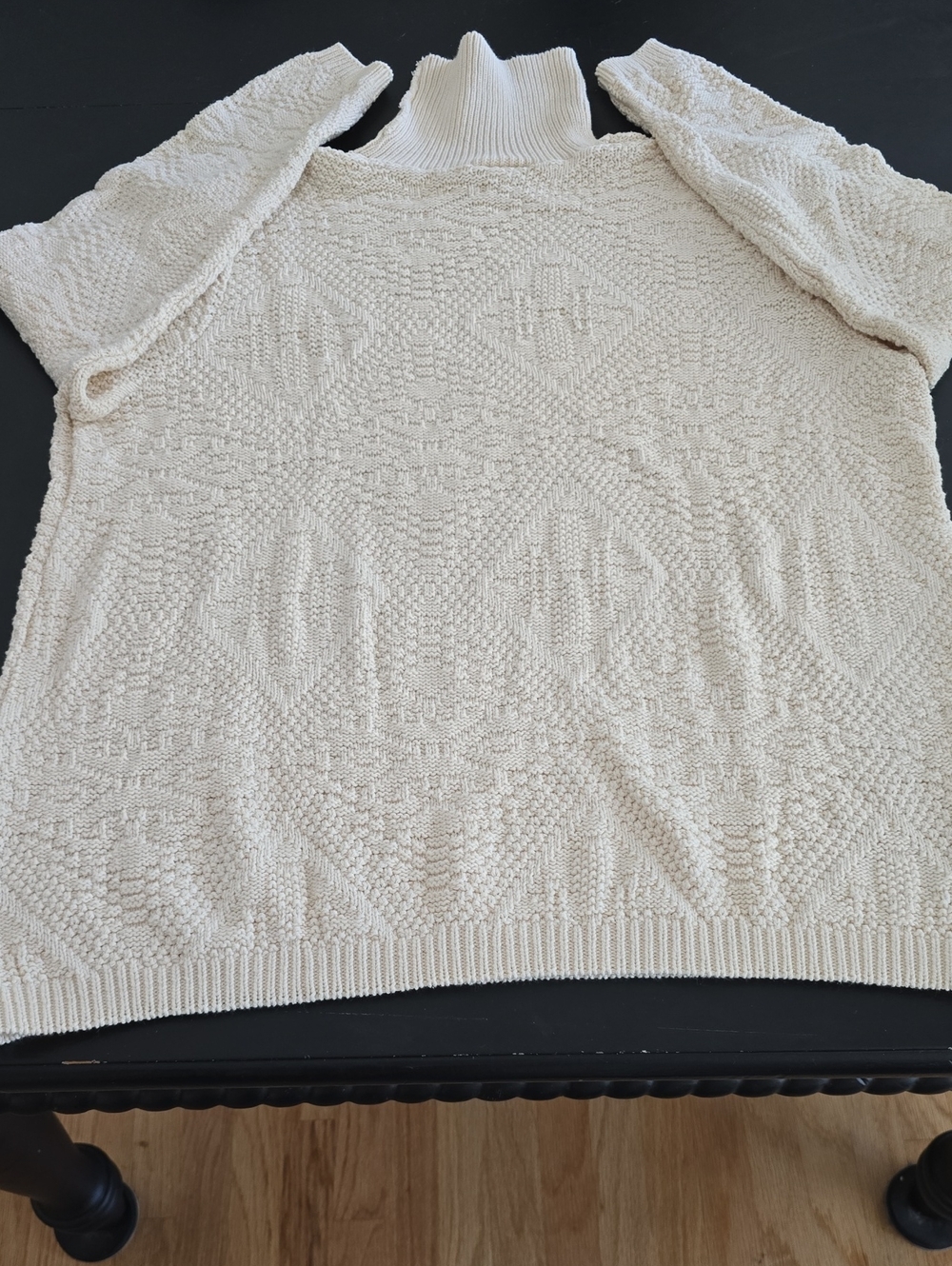 Textured Cream Turtleneck Sweater